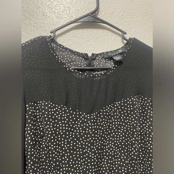Back & Beige Polkadot Long Sleeve Blouse - Picture 3 of 5